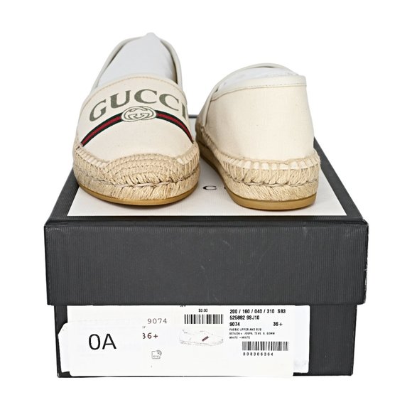 Gucci Women's Logo Print Canvas Espadrille Flats - Picture 7 of 12